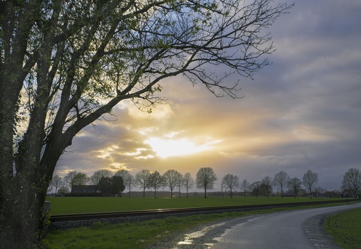 WS Sonnenuntergang in Altenroxel an der Bahnlinie nahe Welsingheide